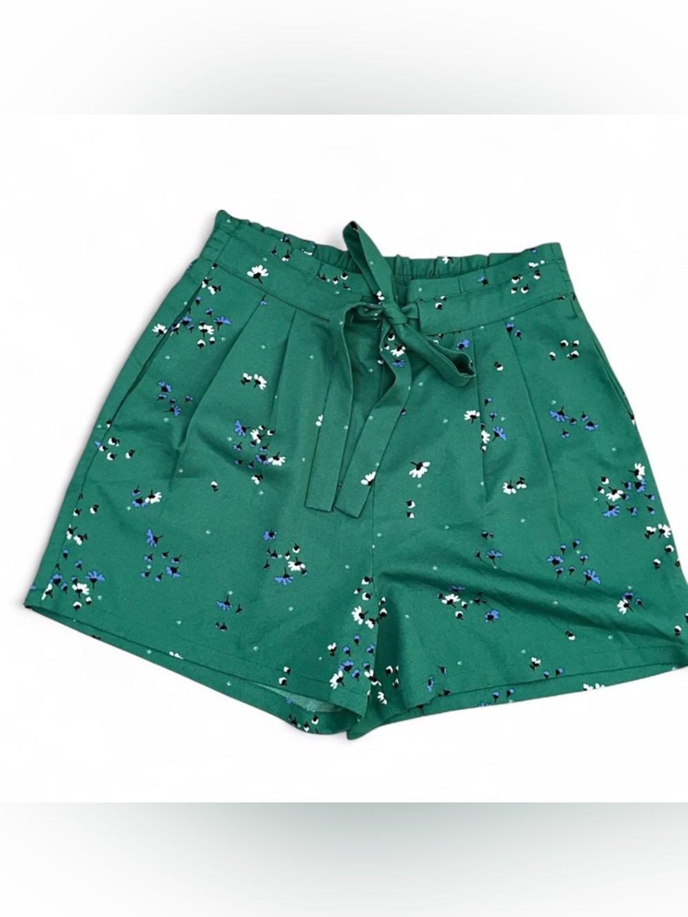 DR2 Emerald Green Floral Tie-Waist High-Rise Shorts